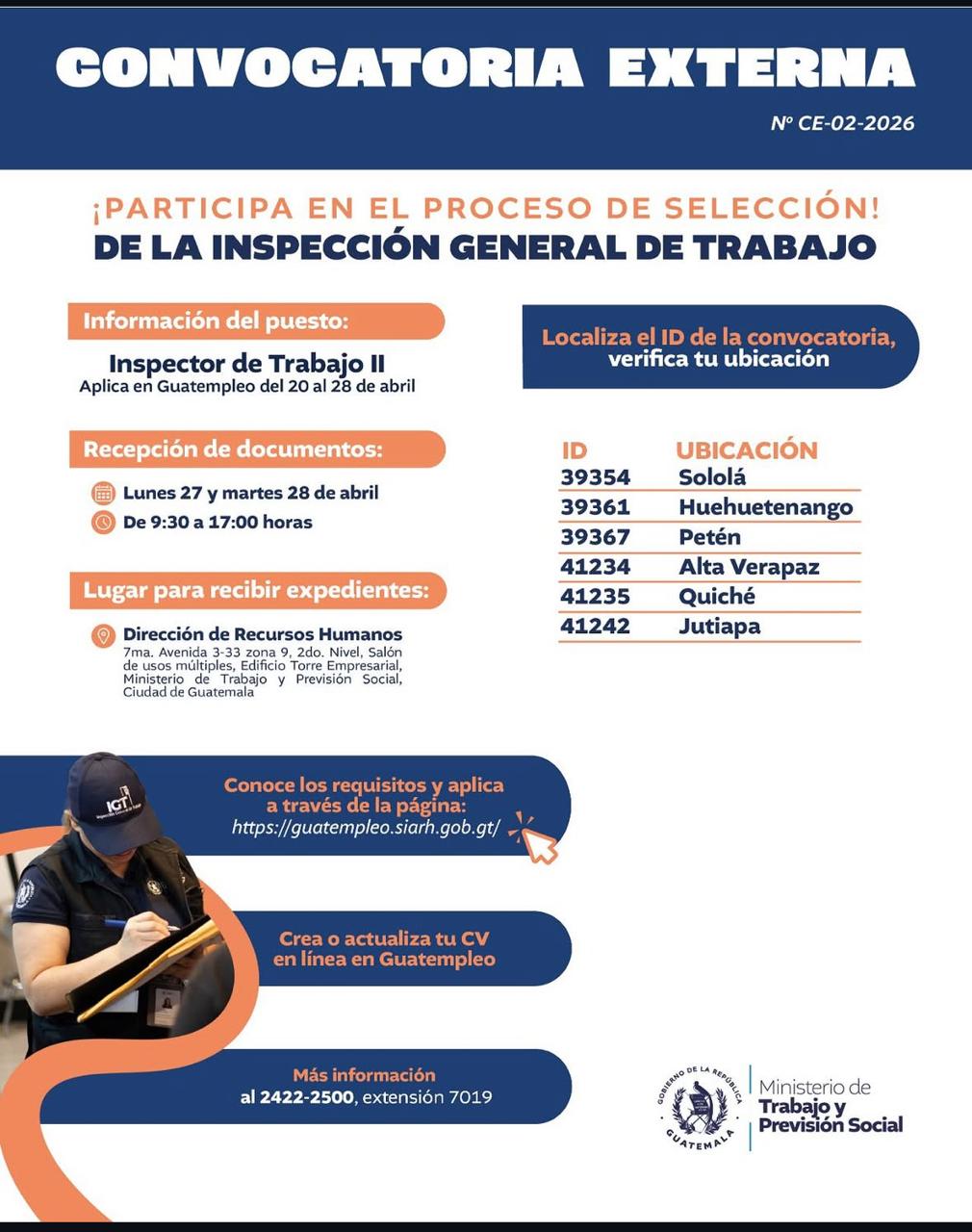 Inspector de trabajo II - Oferta de Trabajo